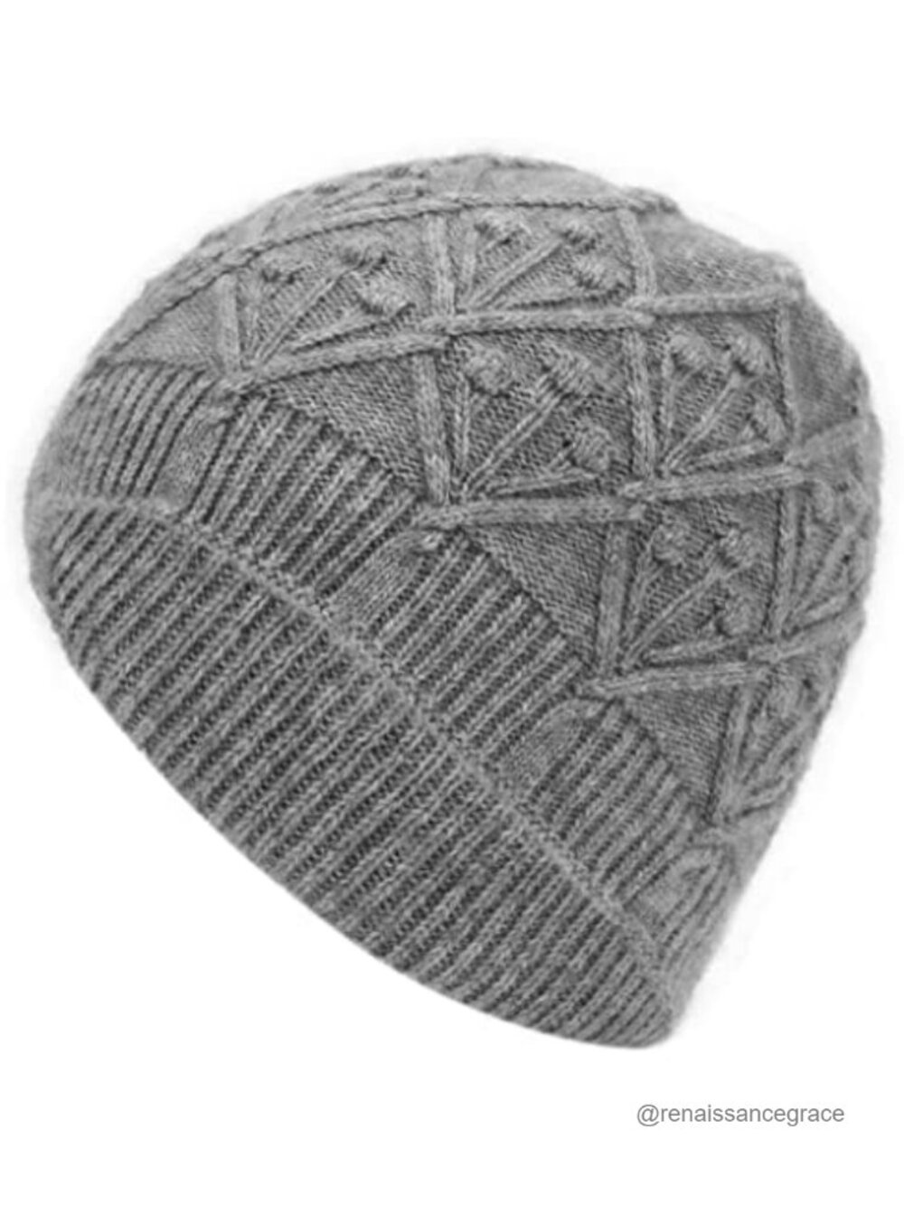 Wool Blend Double Layer Cable Knit Beanie Slouchy Winter Hat